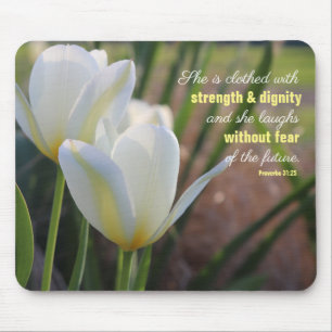 Proverbs 31:25 She is Clothed Tulip Mouse Mat