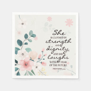 Proverbs 31:25 She is clothed with strength Napkin