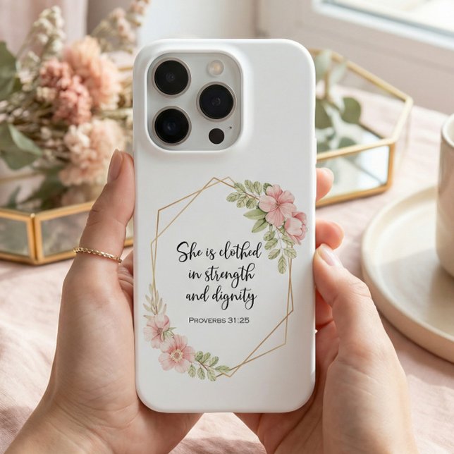 Proverbs 31:25 Strength and Dignity Floral  iPhone Case (Creator Uploaded)