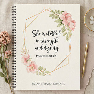 Proverbs 31:25 Strength and Dignity Personalized Notebook