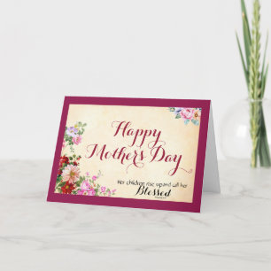 Proverbs 31:28 Flowers - Bible Verses Mothers Day Card
