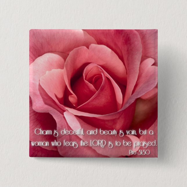 Proverbs 31:30 15 cm square badge (Front)