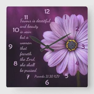 Proverbs 31:30 - A woman that feareth the LORD Square Wall Clock