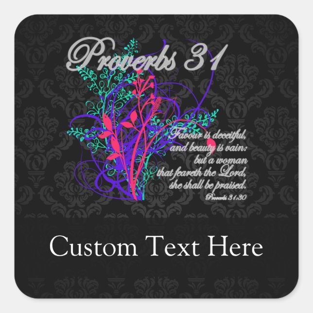 Proverbs 31 Bible Christian Women's Square Sticker (Front)