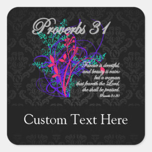 Proverbs 31 Bible Christian Women's Square Sticker
