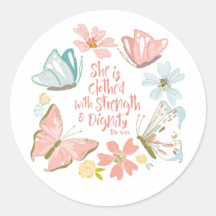 Proverbs 31 Butterfly Classic Round Sticker