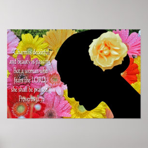 Proverbs 31 Christian Poster Flowers Scripture