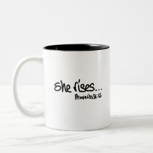 Proverbs 31 Christian typography Two-Tone Coffee M Two-Tone Coffee Mug