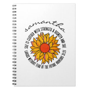 Proverbs 31 Cute sunflower scripture bible verse Notebook