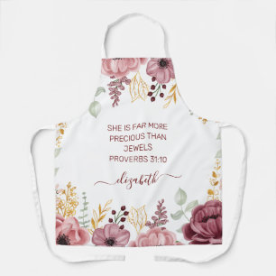 Proverbs 31 Elegant pastel pink flower  Apron