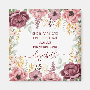 Proverbs 31 Elegant pastel pink flower  Magnet