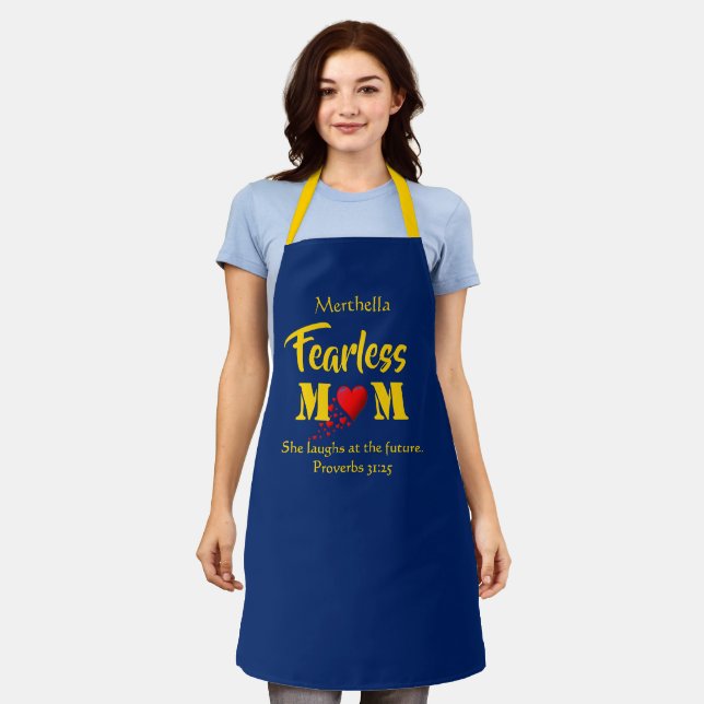 Proverbs 31 | FEARLESS MOM | Personalised Blue Apron (Worn)