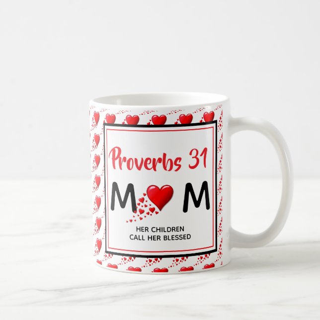 PROVERBS 31 MOM Red Hearts Christian Mother's Day Coffee Mug (Right)