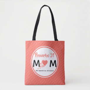 PROVERBS 31 Mother's Day Birthday Coral Tote Bag