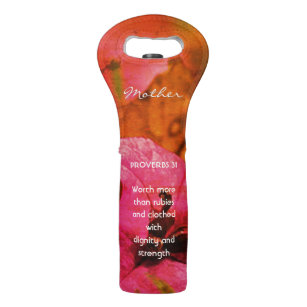 PROVERBS 31 MOTHER'S DAY Christian PINK Floral Wine Bag