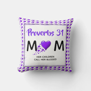 PROVERBS 31 MUM Purple Hearts Mother's Day Cushion