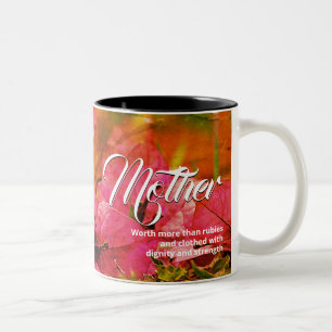 PROVERBS 31 Pink Floral Christian Mother's Day Two-Tone Coffee Mug