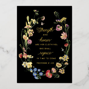 Proverbs 31 Wildflowers Foil Desk Print   Foil Holiday Card