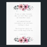 Proverbs 31 Woman Bible Verse with Flowers Photo Print<br><div class="desc">Beautiful inspirational Scripture Bible verses from the book of Proverbs 31:10-12 with lovely watercolor flowers.</div>