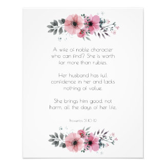 Proverbs 31 Woman Bible Verse with Flowers Photo Print