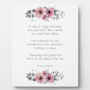 Proverbs 31 Woman Bible Verse with Flowers Plaque