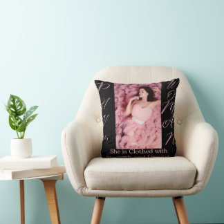 Proverbs 31 Woman Black & Pink Pillow