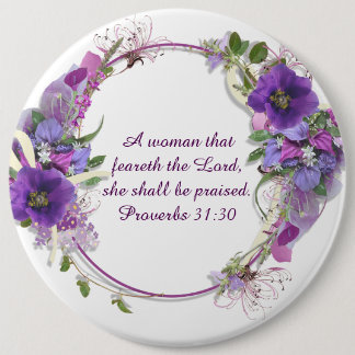 Proverbs 31 Woman Christian Purple Flower Wreath 6 Cm Round Badge