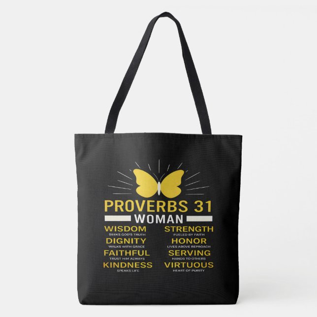 Proverbs 31 Woman Christian Women’s Tote Bag (Front)