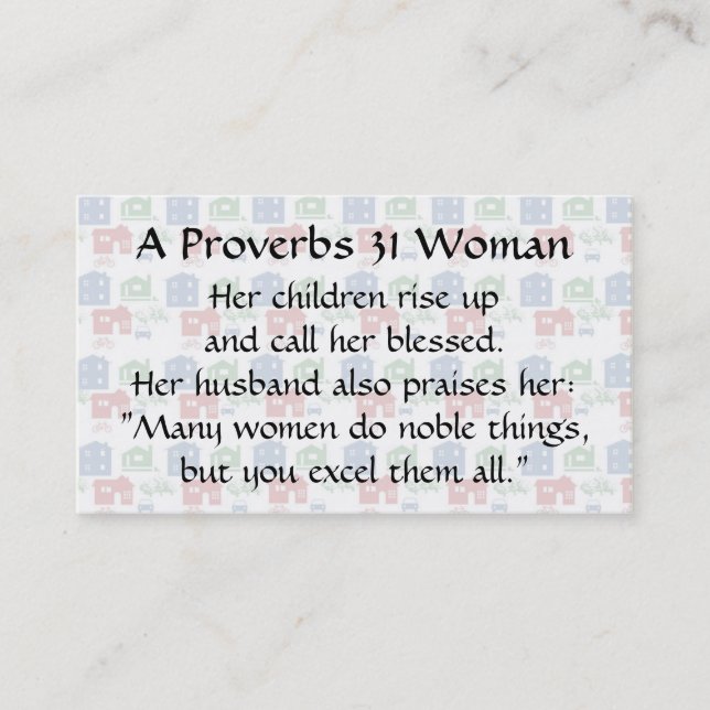 Proverbs 31 Woman  Mum Calling Card house car bike (Front)