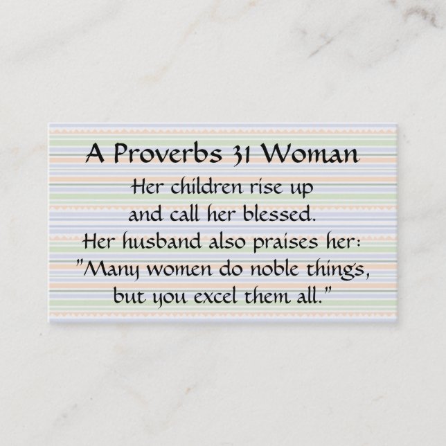 Proverbs 31 Woman  Mum Calling Card stripes (Front)