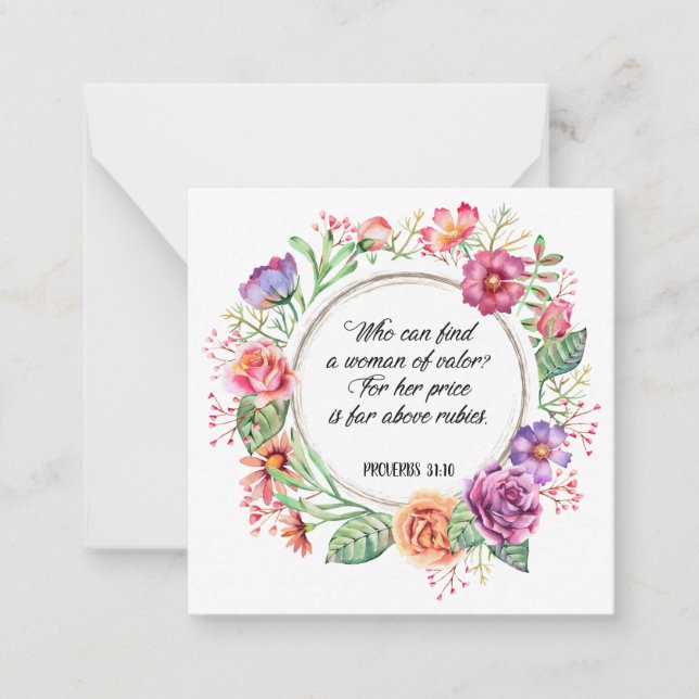 Proverbs 31 Woman of Valour Roses Blank Note Card (Front)