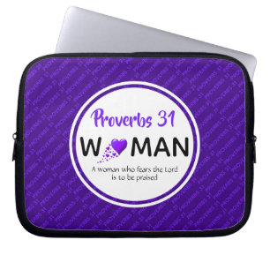 PROVERBS 31 WOMAN Purple Inspirational Christian Laptop Sleeve