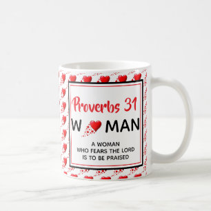 PROVERBS 31 WOMAN Red Hearts Christian Coffee Mug