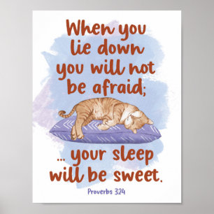 Proverbs 3:24 Your Sleep will be Sweet Cat Poster