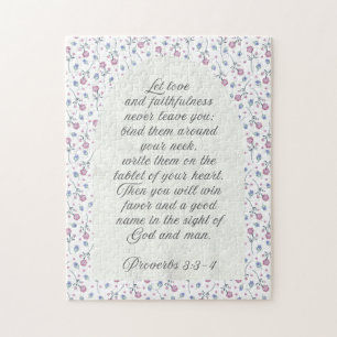 Proverbs 3:3–4 Floral Scripture Jigsaw Puzzle