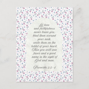 Proverbs 3:3–4 Floral Scripture  Postcard