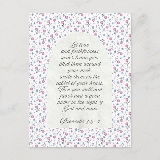 Proverbs 3:3–4 Floral Scripture  Postcard (Front)
