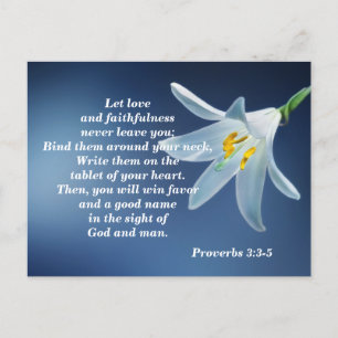 Proverbs 3: 3-4 Love and Faithfulness Encourage Postcard