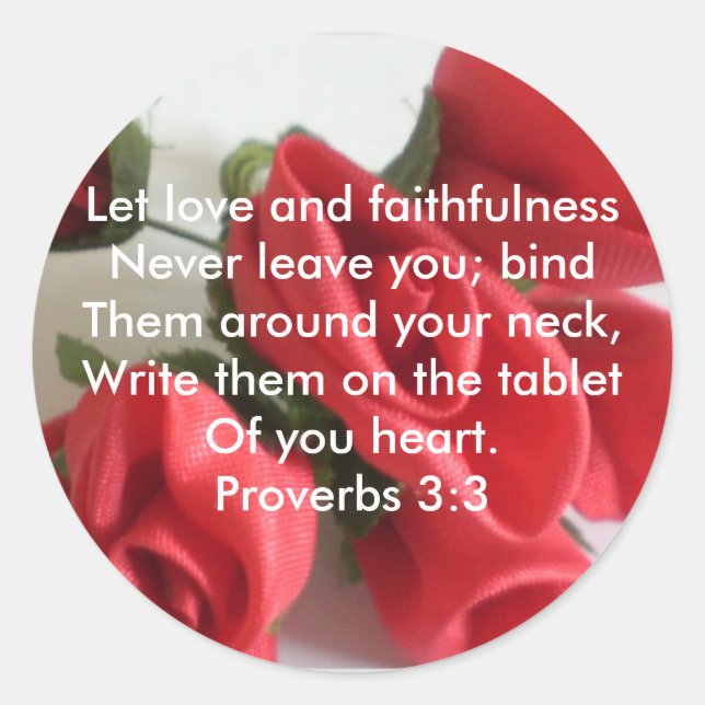 Proverbs 3:3 classic round sticker (Front)