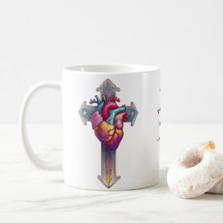 Proverbs 3:5-6 Anatomical Heart and Cross Christia Coffee Mug