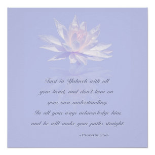 Proverbs 3:5-6   Bible Quote   Lavender Floral Poster