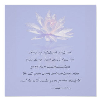 Proverbs 3:5-6 | Bible Quote | Lavender Floral Poster