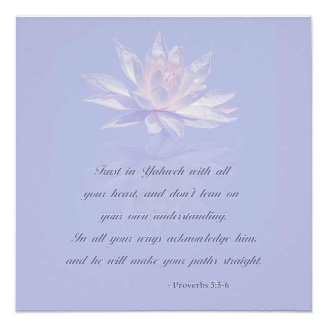 Proverbs 3:5-6 | Bible Quote | Lavender Floral Poster (Front)