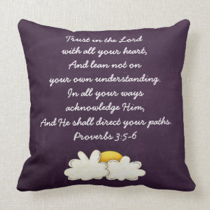 Proverbs 3:5-6 Bible Verse Custom Christian Gift Cushion