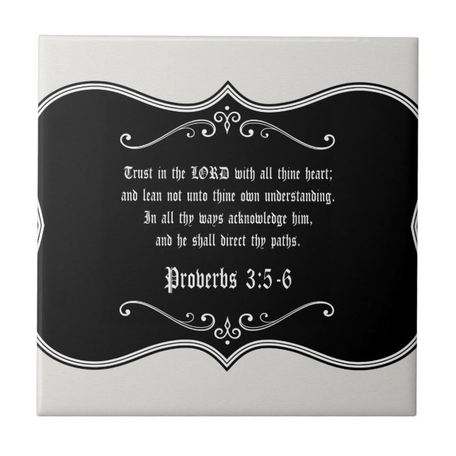 Proverbs 3:5-6 Bible Verse Custom Christian Gift Tile (Front)
