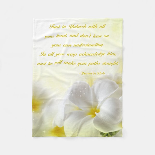 Proverbs 3:5-6 Bible Verse | Floral Fleece Blanket (Front)
