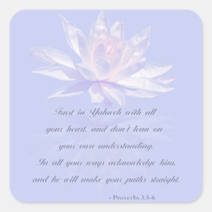 Proverbs 3:5-6   Bible Verse Quote Square Sticker