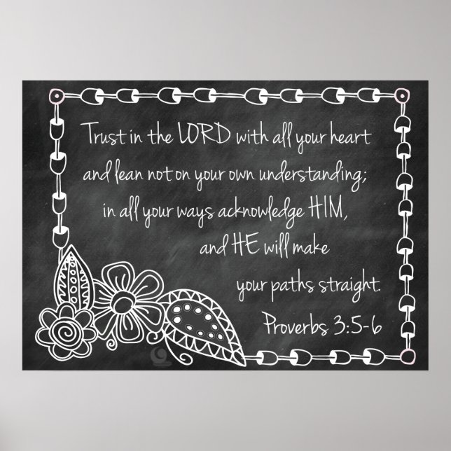 Proverbs 3:5-6 Chalkboard Style Poster (Front)