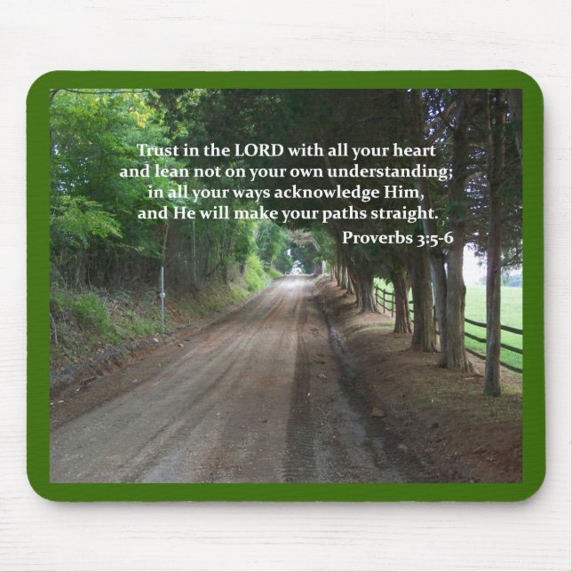 Proverbs 3:5-6 Christian Bible Verse Poster Mouse Mat (Front)