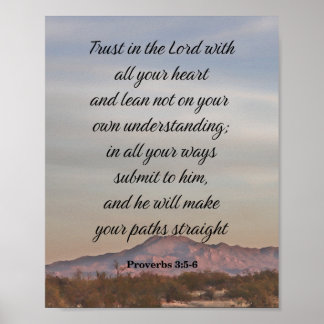 Proverbs 3:5-6, Inspirational Bible Verse Poster